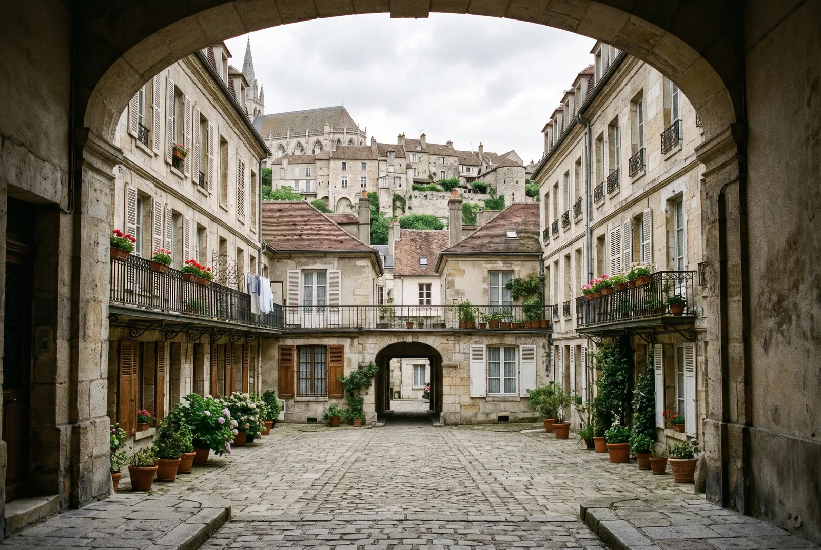 Cour intérieure d'un immeuble à Pontoise